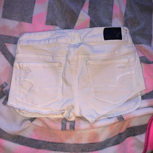White Ripped Denim Shorty Shorts - Picture 2 of 3
